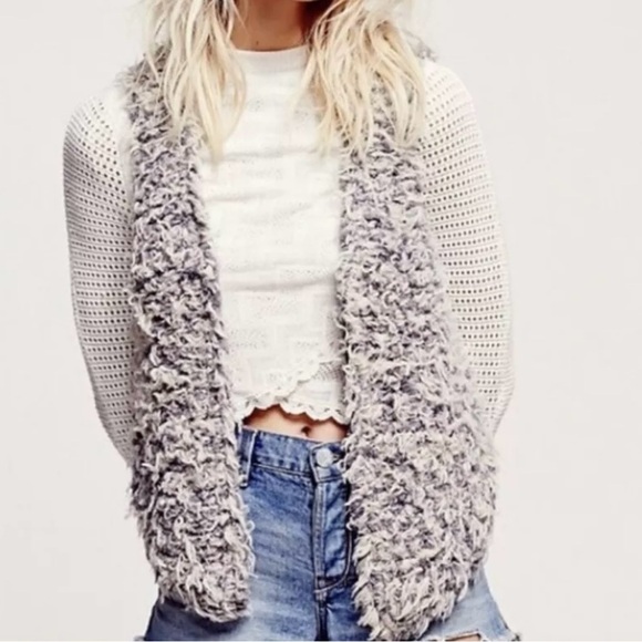 Free People Fur Away Boho Vest Top Wool Blend Size Medium - Picture 1 of 10